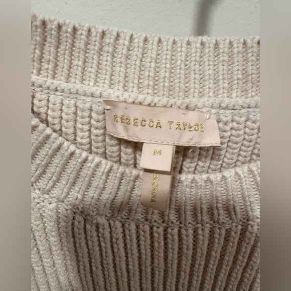 LIKE NEW- Rebecca Taylor Women's Eyelet Sleeve Sweater Ivory/White Size M - Picture 3 of 9